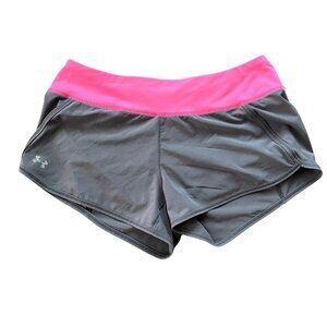 Under Armor Women’s Running Shorts Grey And Pink Heat Gear Size M